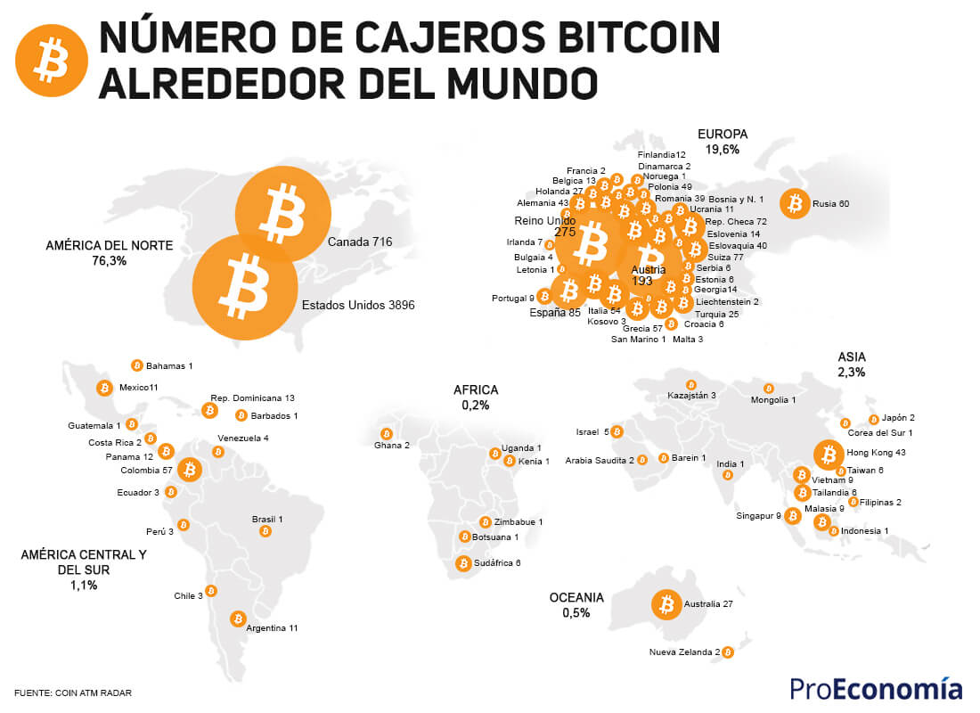 Mapeando los cajeros automáticos de Bitcoin alrededor del mundo
